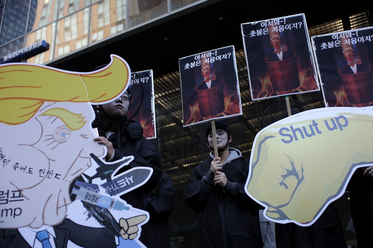 TRUMP PROTESTS SOUTH KOREA