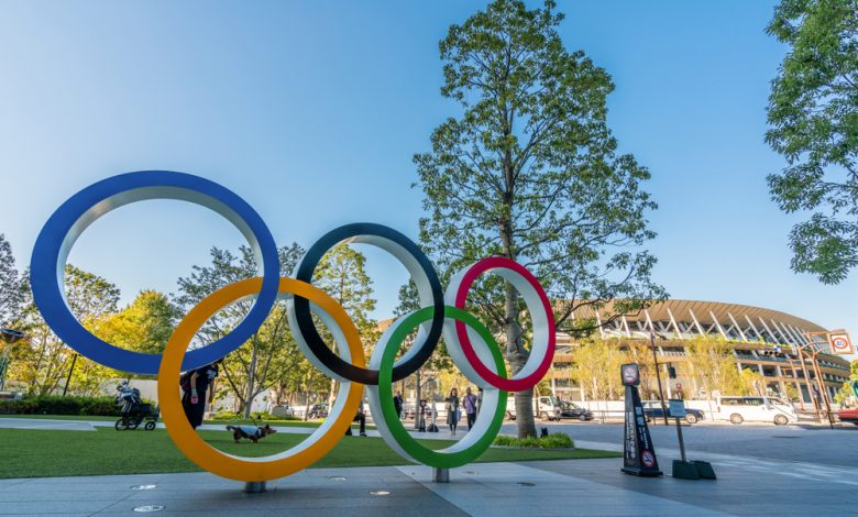 Image of Olympic Symbol in from of Tokyo Location.