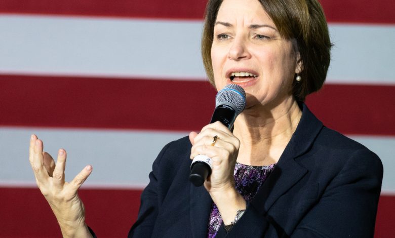 Amy Klobuchar Speaks on Stage.