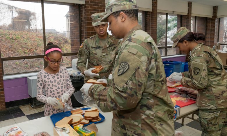 National Guard handing out food to civilians in New Rochelle