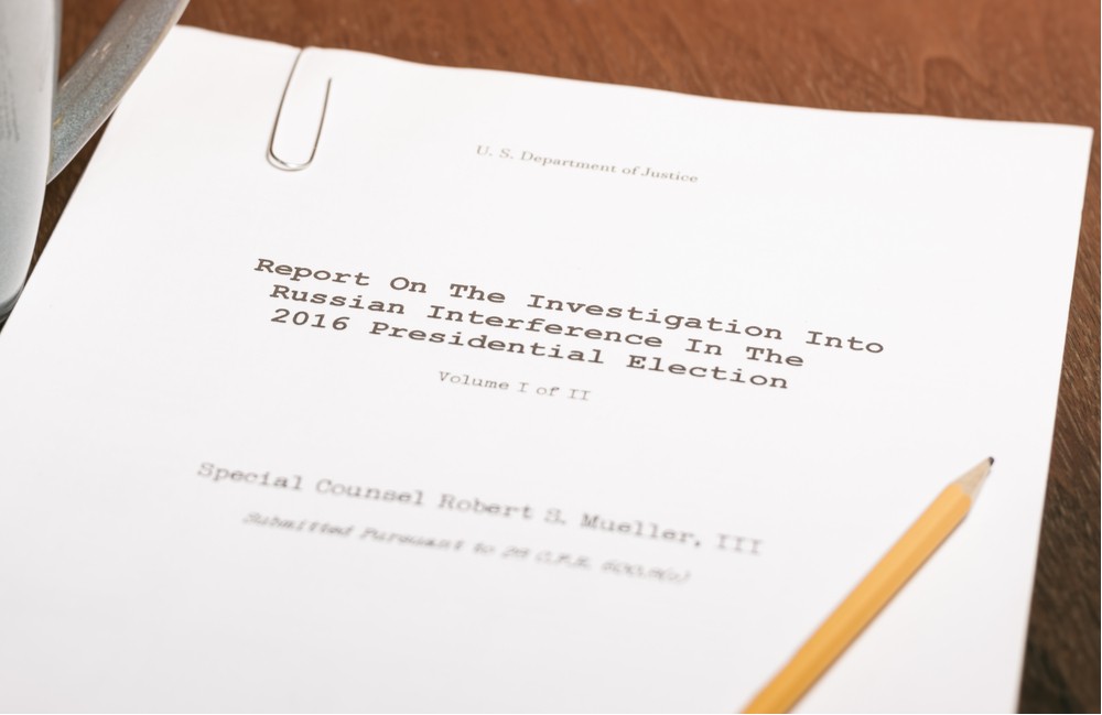 Image of mueller report on table
