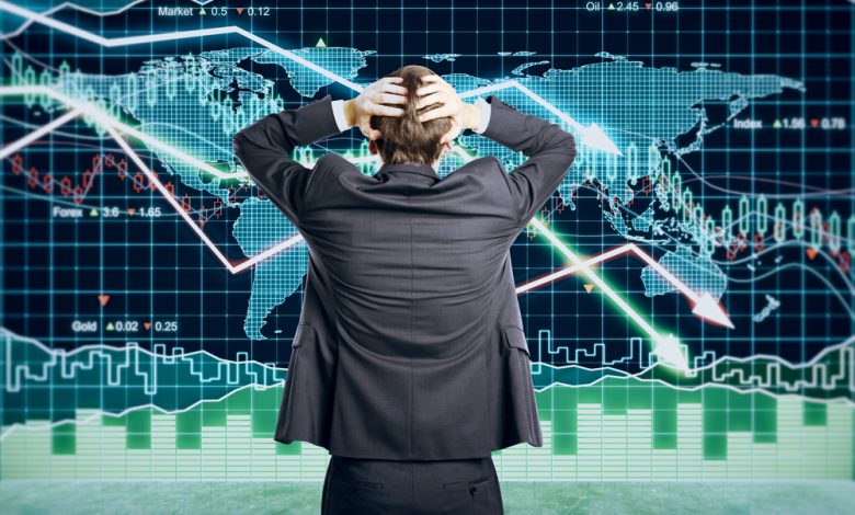 Man distressed over stock market crash.