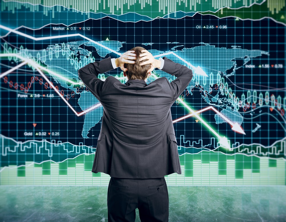 Man distressed over stock market crash.