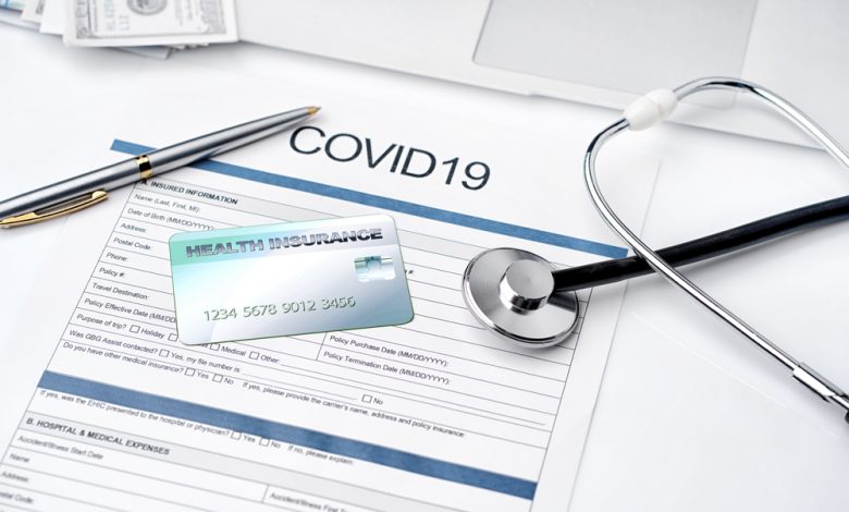 Image showing health insurance document and card for coronavirus patients.