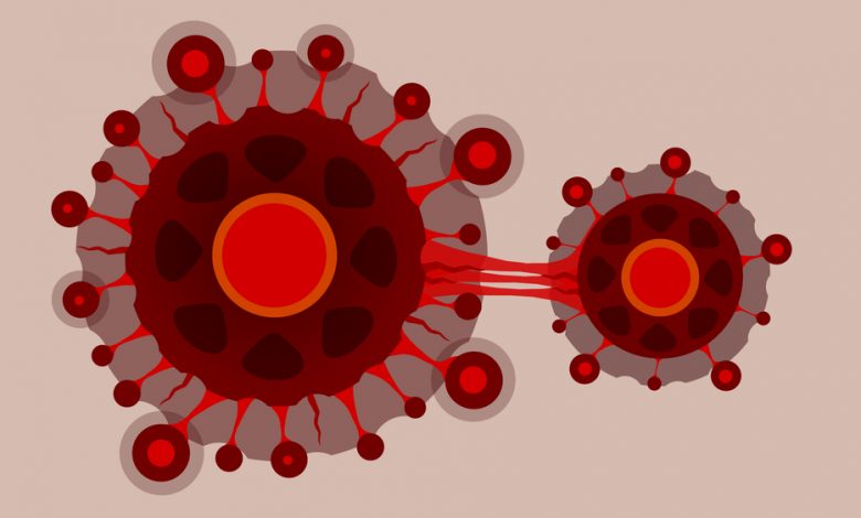 Illustration of a coronavirus mutation..