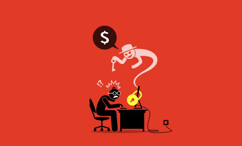Illustration concept of computer ransomware.