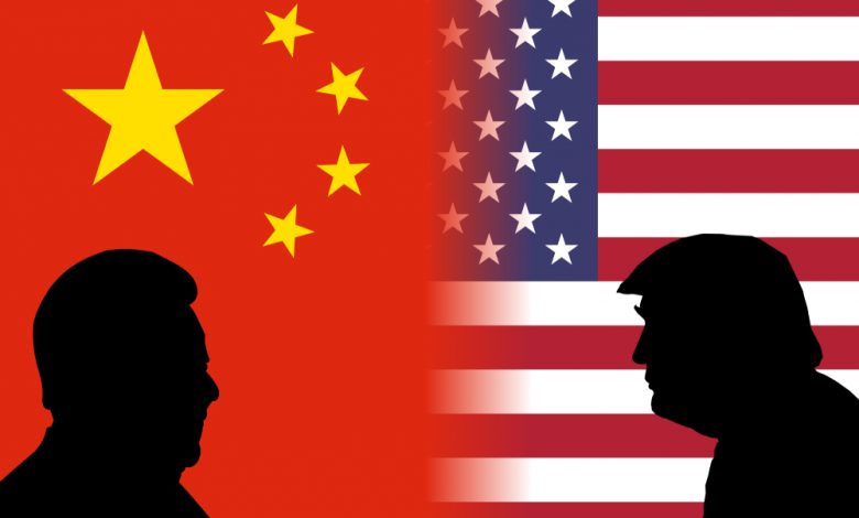 Concept illustration of face off between US and Chinese heads of state.