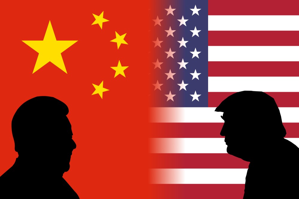 Concept illustration of face off between US and Chinese heads of state.