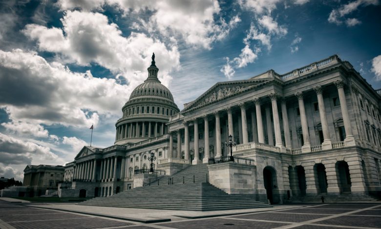 Deserted US Capitol Building in Washington.