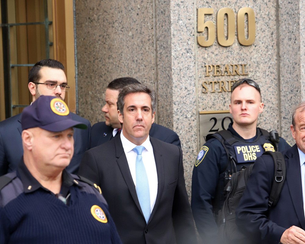 Michael Cohen leaves federal court after a hearing on April 16, 2018,