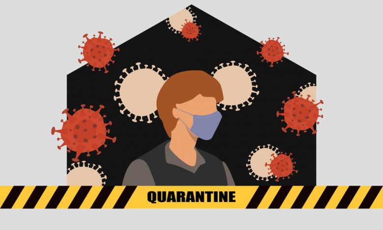 Illustration showing concept of coronavirus quarantine.
