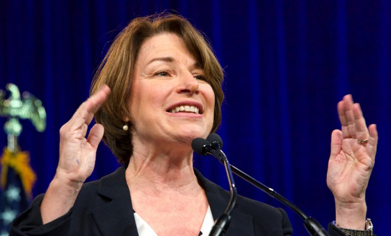 Amy Klobuchar speaking at the Democratic National Convention.