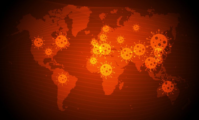 Map concept of coronavirus worldwide template.