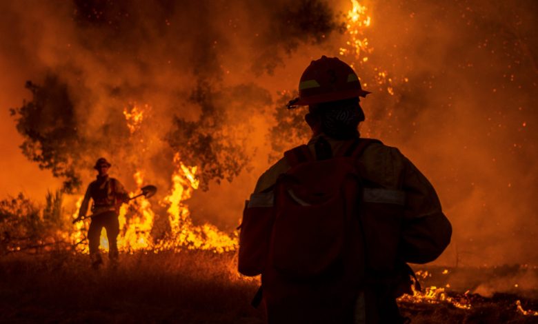 Firefighter fighting the recent outbreak of fires in Northern California
