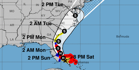 Image of Hurricane Isaias path