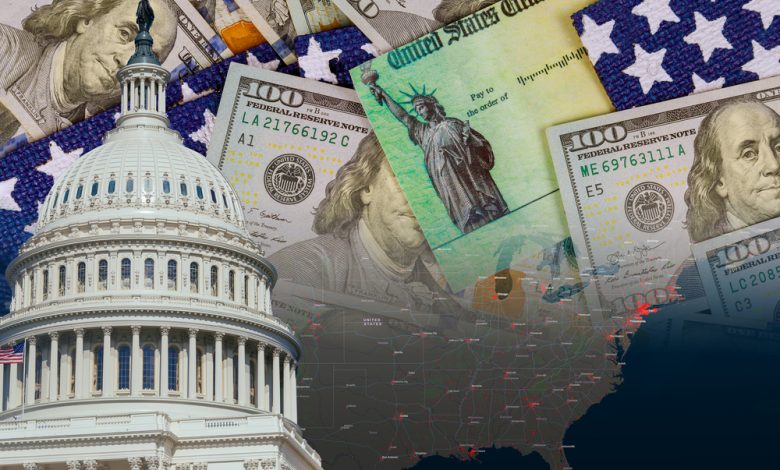 US financial stimulus concept image.