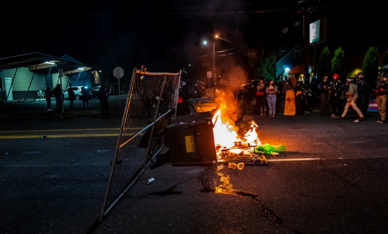 Images of protests in Portland, Oregon