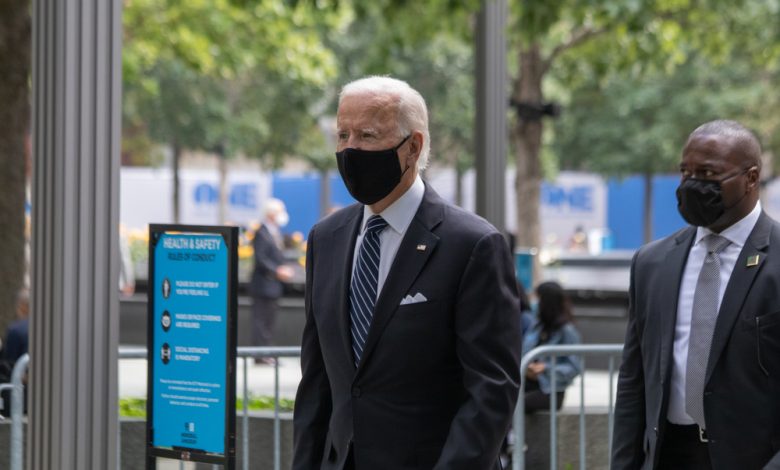 Former Vice President Joe Biden visiting the 9/11 memorial in New York City.