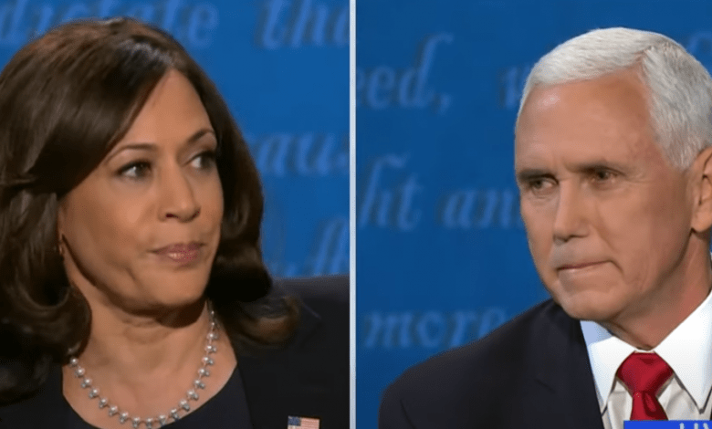 Mike Pence and Kamala Harris during the 2020 VP debate.