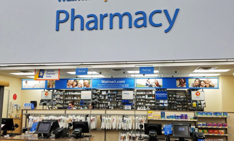Pharmacy at Walmart store.