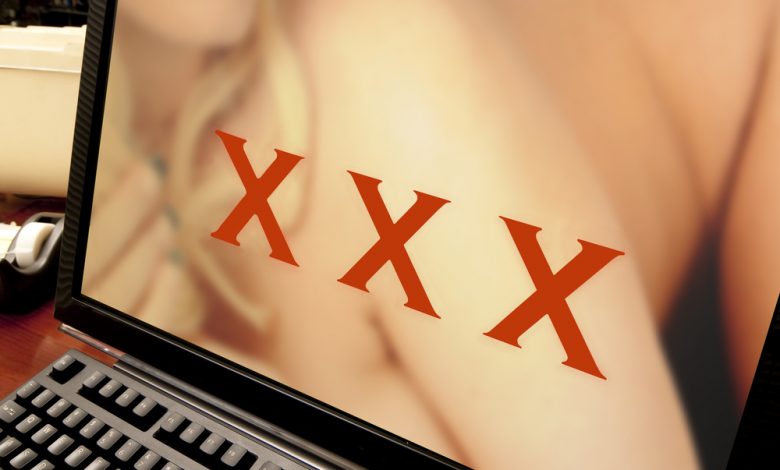 Image of an adult entertainment website on a laptop.