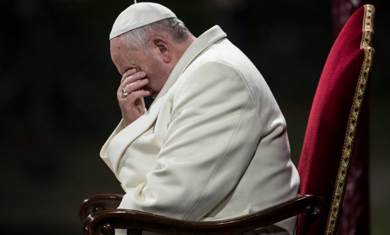 Pope Francis during the 'Via Crucis' procession at Rome’s Colosseum.