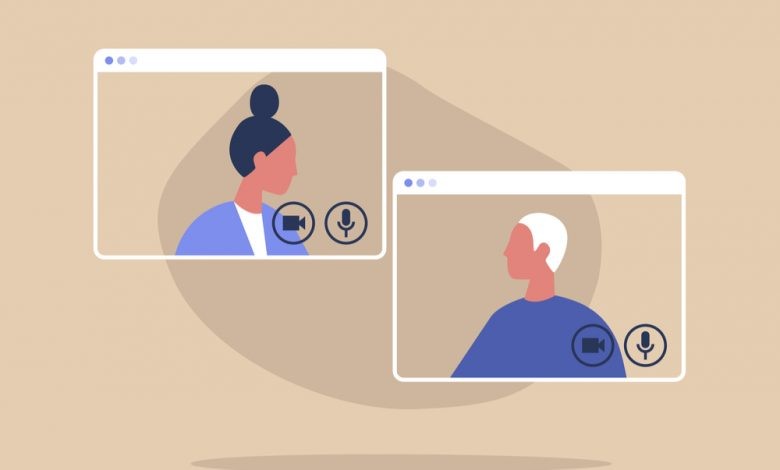 Concept illustration depicting video call conference.