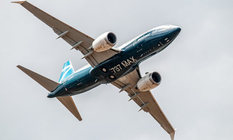 Boeing 737 MAX flying.