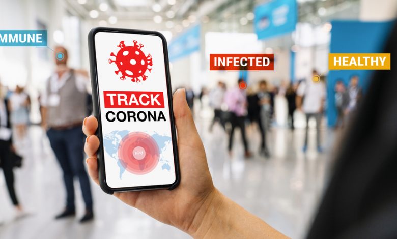 Coronavirus tracker app on a mobile smartphone.