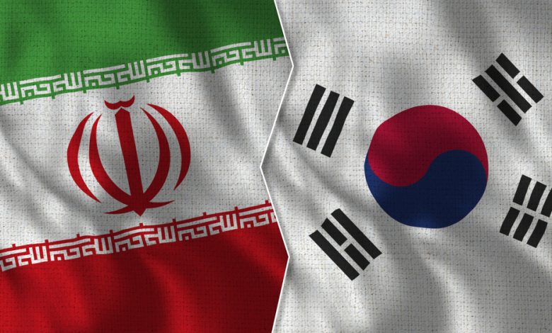 Flag of Iran and South Korea clashing.