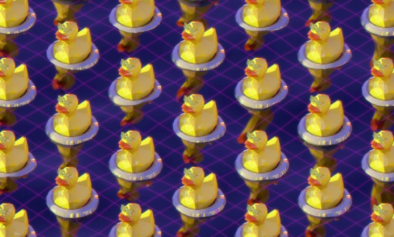 image displaying polygon ducks in rows.