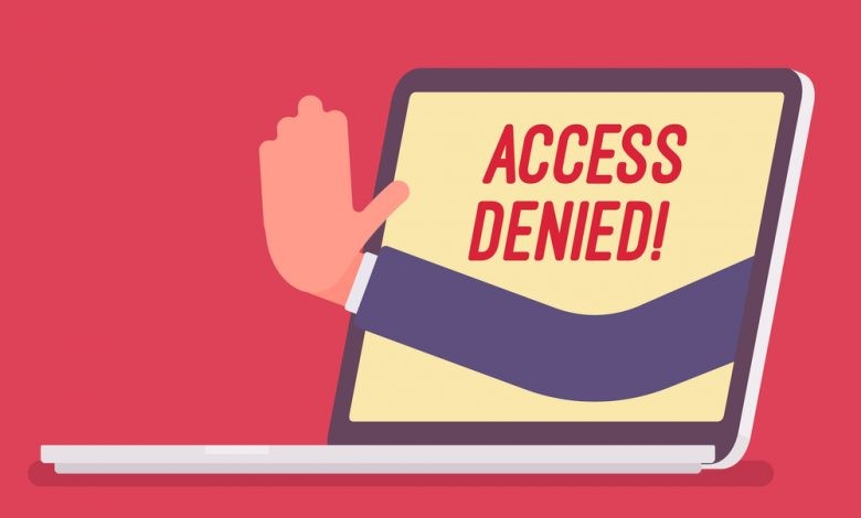 Illustration showing a computer screen displaying the words ‘Access Denied’