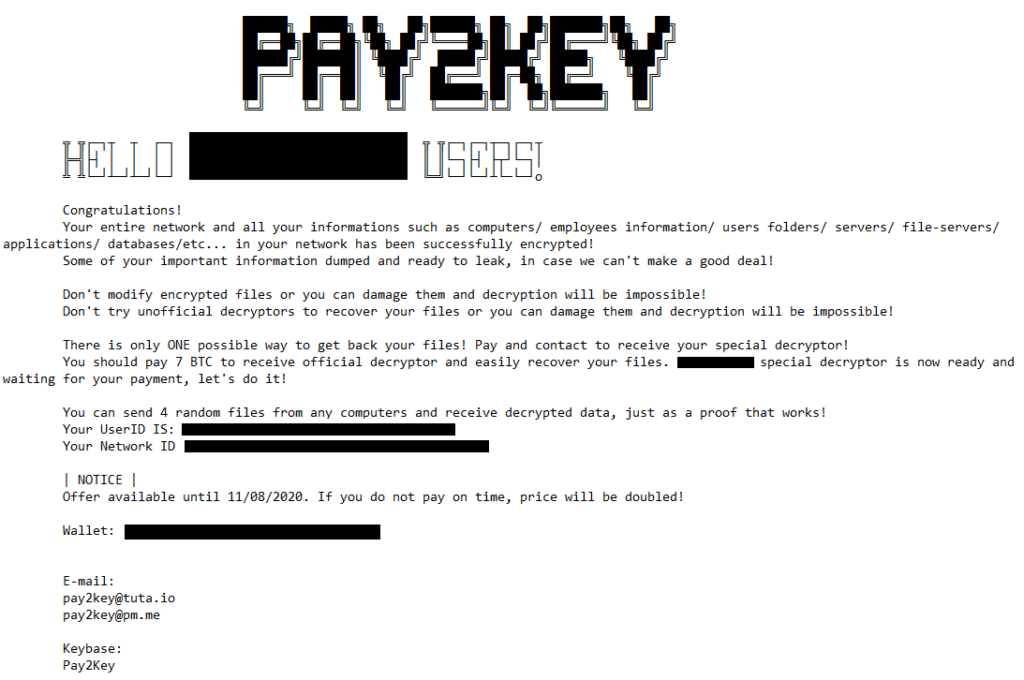 Key2Pay ransomware ransom note 