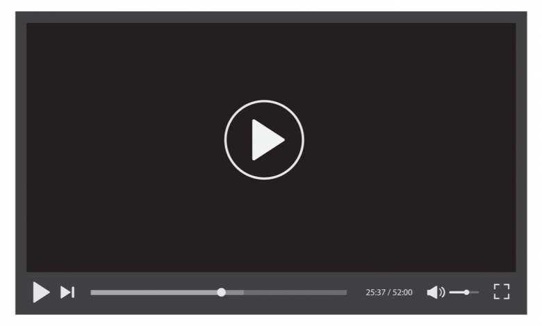 Video player interface isolated on white background. Video streaming template design for website and mobile apps. Vector illustration