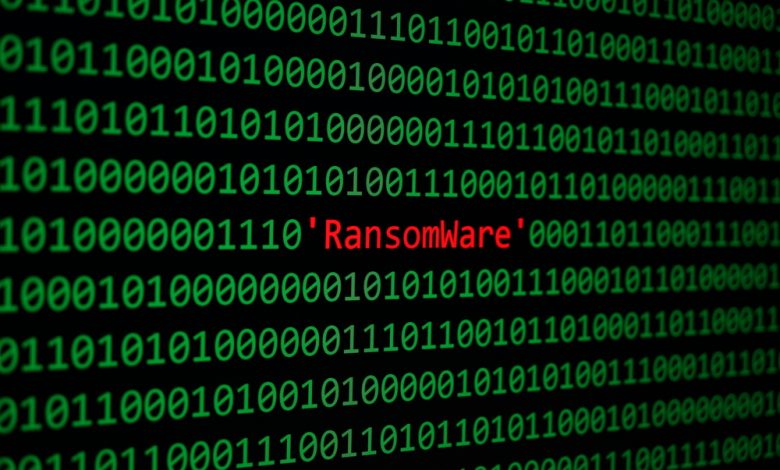 The RansomWare and Binary code, RansomWare Concept Security and Malware attack.