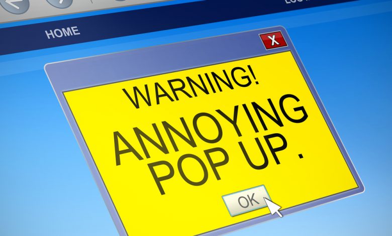 Illustration depicting a computer dialogue box with an annoying pop up concept.