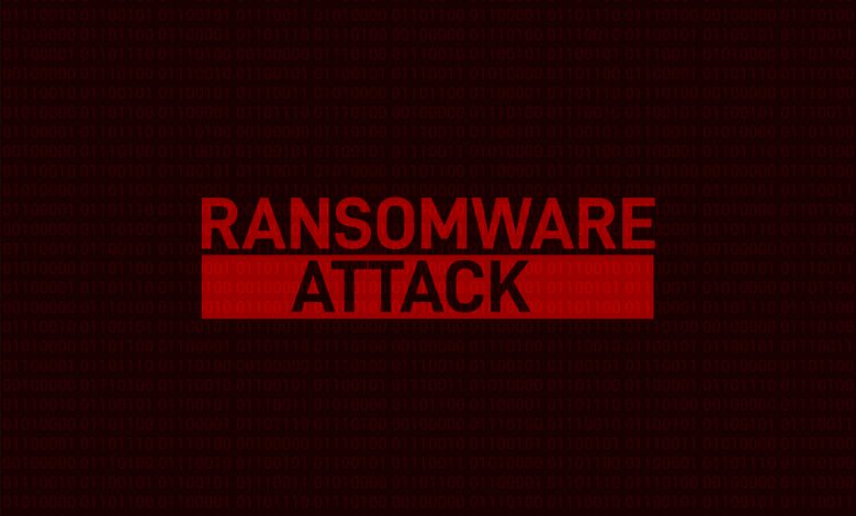 Ransomware Attack concept Background. Cyber Security and hacking Concept. Skull of binary code, Piracy on the Internet. Computer code on a screen with a message representing a computer virus attack.