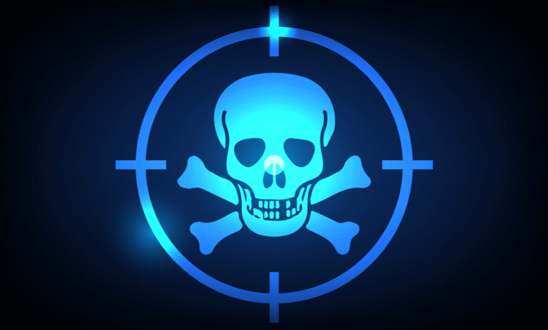 The target image that is combined with the skull, game concept, futuristic digital innovation background vector illustration