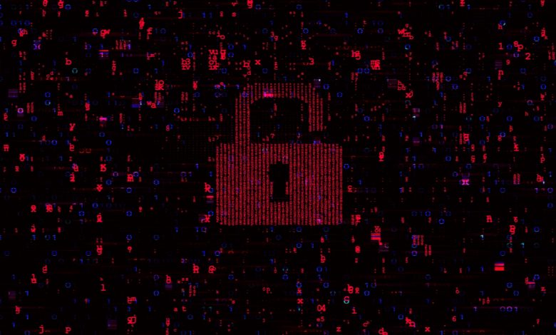 Technology security concept illustration of a lock digitized.