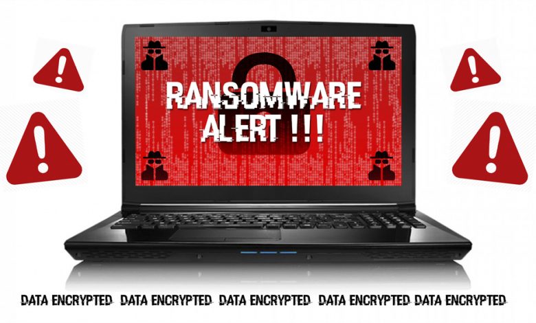 Computer displaying a ransomware infection.