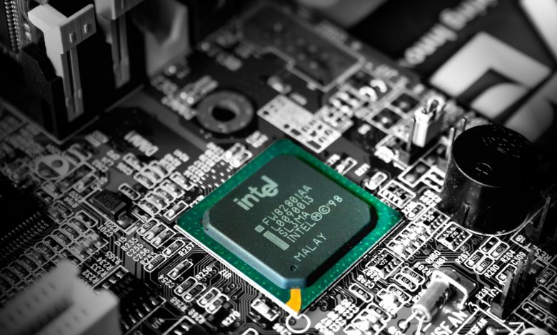 Intel computer processor in selective color photography