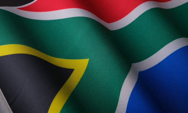 the flag of south africa is waving in the wind